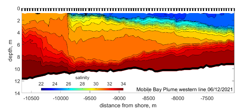 Salinity across Mobile Bay plume