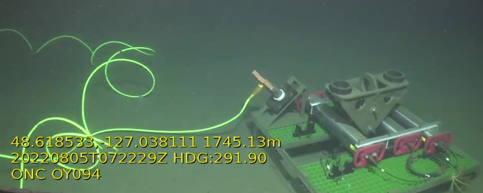 The instruments deployed underwater. Photo capture by the ROV.