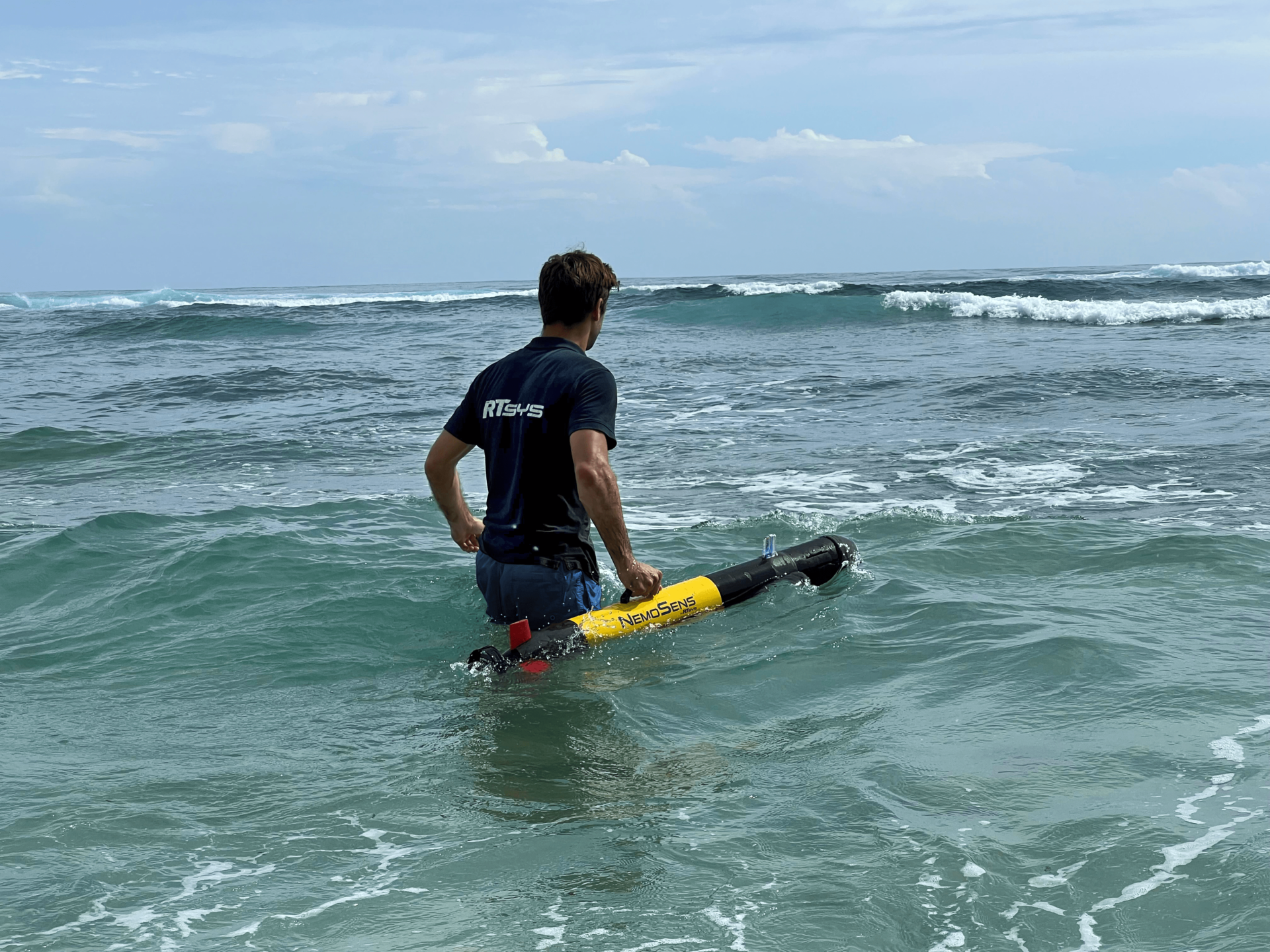 The NemoSens AUV deployed from shore.